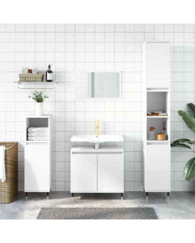 Ensemble d'armoires salle de bain 3 pcs blanc bois d'ingénierie | Mobilier & Déco