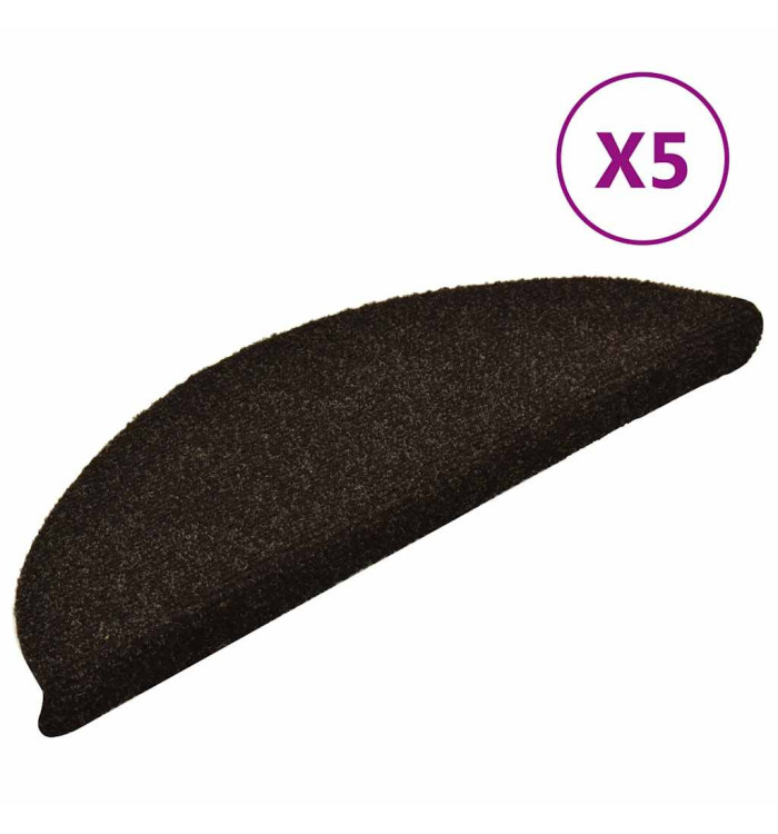 Tapis autoadhésifs de marches 5 pcs Marron 56x17x3cm Aiguilleté | Mobilier & Déco