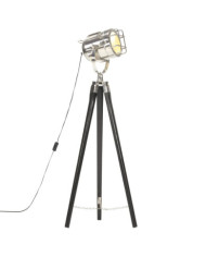 Lampadaire à trépied Noir Bois de manguier massif 97 cm | Mobilier & Déco
