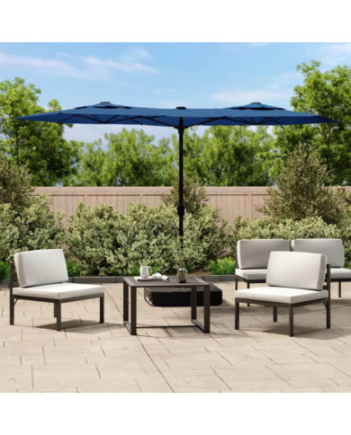 Parasol de jardin à double tête avec LED bleu azuré 316x240 cm | Mobilier & Déco
