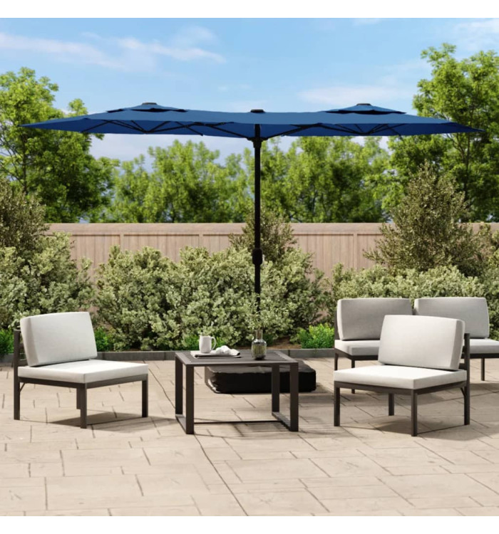 Parasol de jardin à double tête avec LED bleu azuré 316x240 cm | Mobilier & Déco