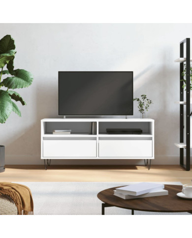 Meuble TV blanc 100x34,5x44,5 cm bois d'ingénierie | Mobilier & Déco