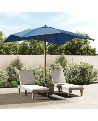 Parasol de jardin avec mât en bois bleu azuré 300x300x273 cm | Mobilier & Déco