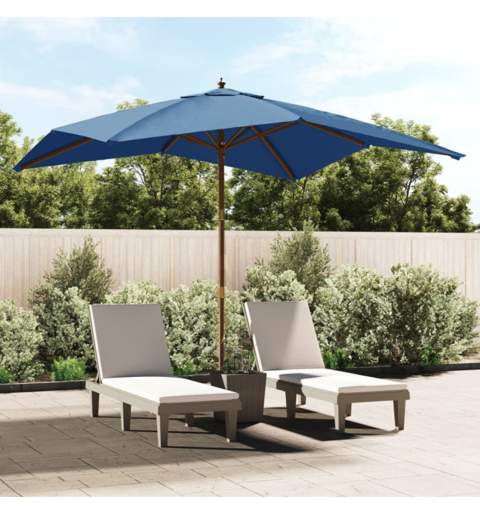 Parasol de jardin avec mât en bois bleu azuré 300x300x273 cm | Mobilier & Déco
