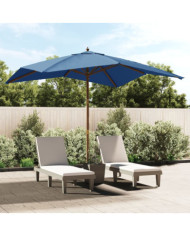 Parasol de jardin avec mât en bois bleu azuré 300x300x273 cm | Mobilier & Déco