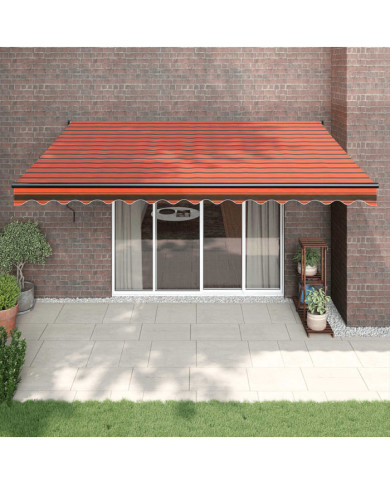 Auvent rétractable orange et marron 4x3 m tissu et aluminium | Mobilier & Déco