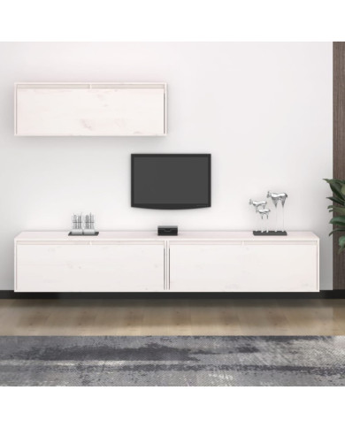 Ensemble de meubles TV 3 pcs blanc bois massif de pin | Mobilier & Déco