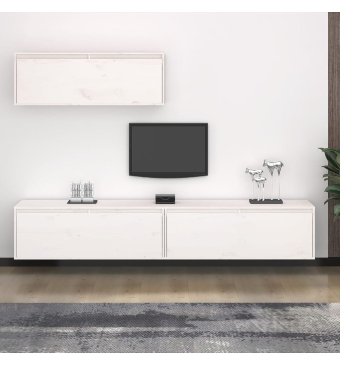 Ensemble de meubles TV 3 pcs blanc bois massif de pin | Mobilier & Déco