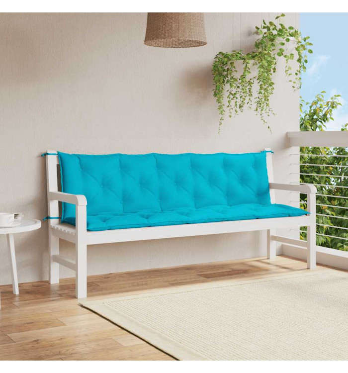 Coussins de banc de jardin lot de 2 turquoise tissu Oxford | Mobilier & Déco