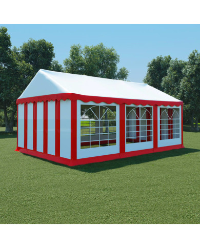 Chapiteau de jardin PVC 4x6 m Rouge et blanc | Mobilier & Déco