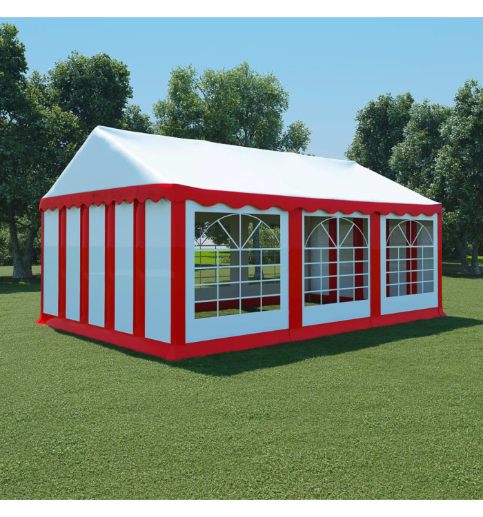 Chapiteau de jardin PVC 4x6 m Rouge et blanc | Mobilier & Déco