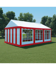 Chapiteau de jardin PVC 4x6 m Rouge et blanc | Mobilier & Déco