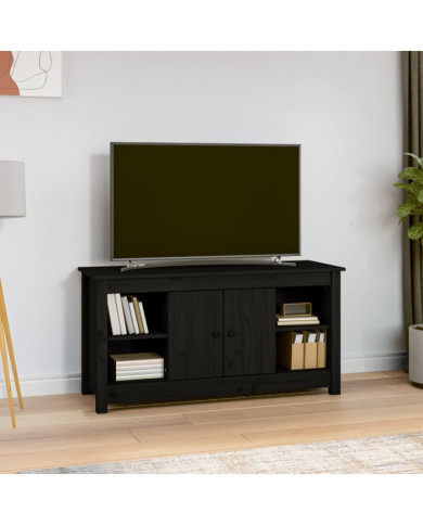 Meuble TV Noir 103x36,5x52 cm Bois de pin massif | Mobilier & Déco