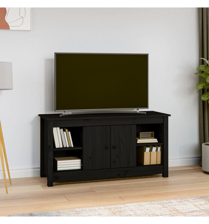 Meuble TV Noir 103x36,5x52 cm Bois de pin massif | Mobilier & Déco