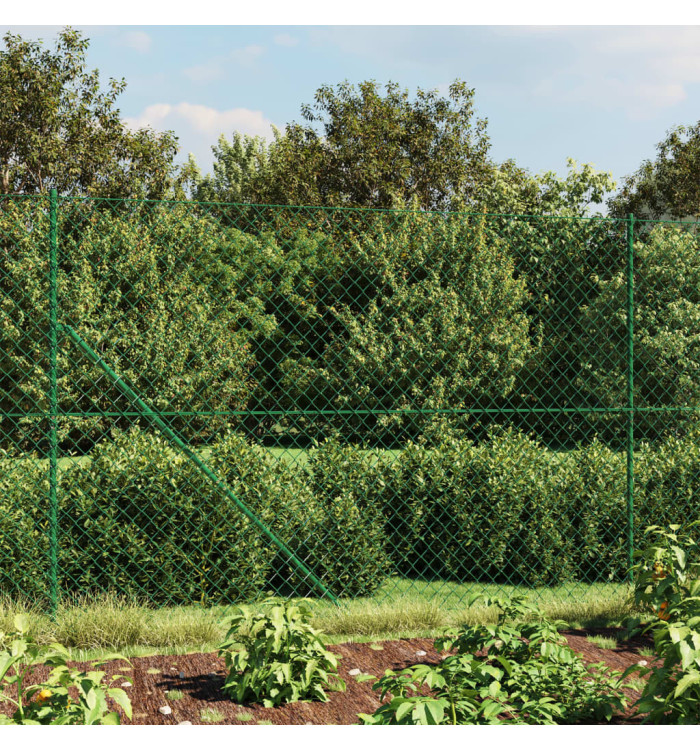 Clôture à mailles losangées avec piquet d'ancrage vert 2,2x25 m | Mobilier & Déco
