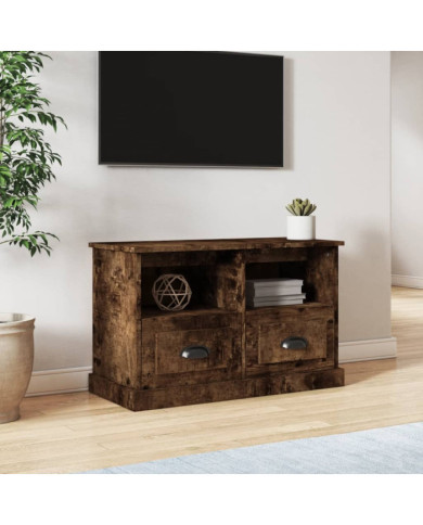 Meuble TV chêne fumé 80x35x50 cm bois d'ingénierie | Mobilier & Déco