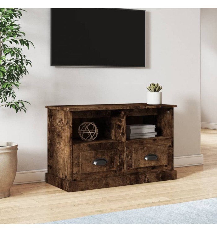 Meuble TV chêne fumé 80x35x50 cm bois d'ingénierie | Mobilier & Déco