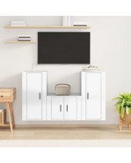 Ensemble de meubles TV 3 pcs Blanc brillant Bois d'ingénierie | Mobilier & Déco