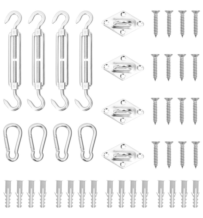 Jeu d'accessoires de voile d'ombrage 12 pcs Acier inoxydable | Mobilier & Déco