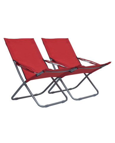 Chaises pliables de plage lot de 2 Tissu Rouge | Mobilier & Déco
