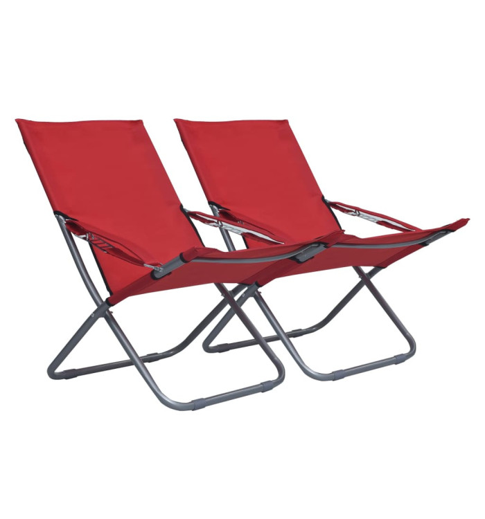 Chaises pliables de plage lot de 2 Tissu Rouge | Mobilier & Déco