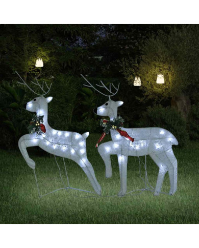 Rennes de Noël 2 pcs Blanc 40 LED | Mobilier & Déco