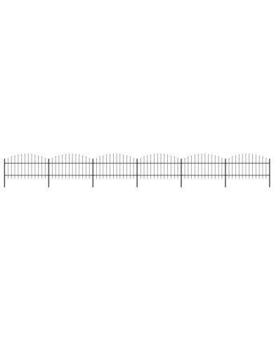Clôture de jardin à dessus en lance Acier (1-1,25)x10,2 m Noir | Mobilier & Déco