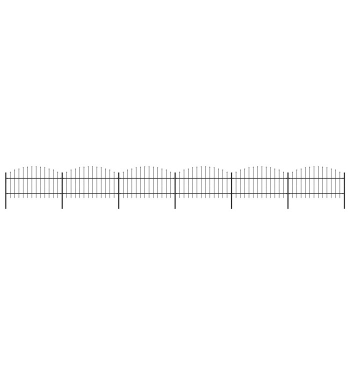 Clôture de jardin à dessus en lance Acier (1-1,25)x10,2 m Noir | Mobilier & Déco