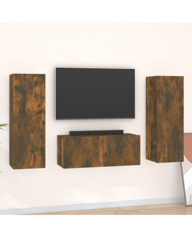 Ensemble de meubles TV 3 pcs Chêne fumé Bois d'ingénierie | Mobilier & Déco