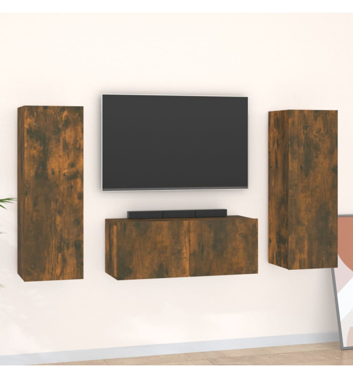 Ensemble de meubles TV 3 pcs Chêne fumé Bois d'ingénierie | Mobilier & Déco