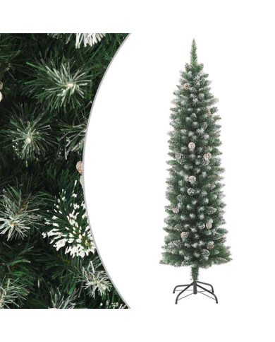 Sapin de Noël artificiel mince avec support 180 cm PVC | Mobilier & Déco