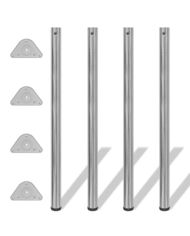 4 pieds de table réglables en hauteur 1100 mm Nickel brossé | Mobilier & Déco