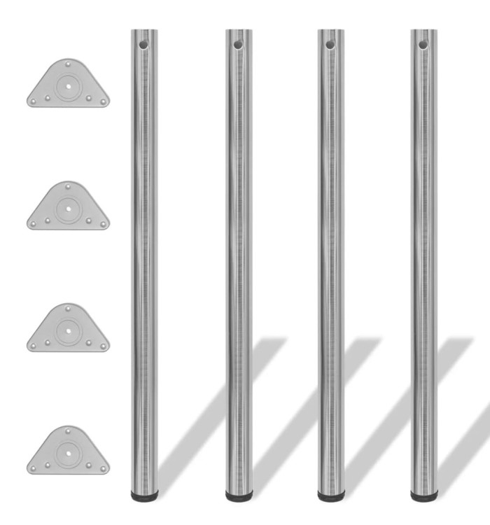 4 pieds de table réglables en hauteur 1100 mm Nickel brossé | Mobilier & Déco