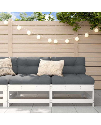 Canapés centraux avec coussins 2 pcs blanc bois de pin massif | Mobilier & Déco