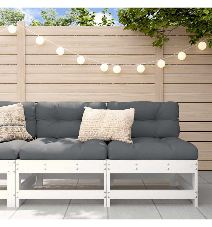 Canapés centraux avec coussins 2 pcs blanc bois de pin massif | Mobilier & Déco