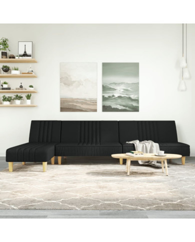 Canapé-lit en forme de L noir 255x140x70 cm tissu | Mobilier & Déco
