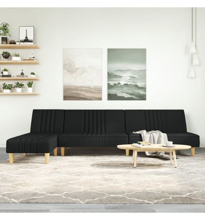 Canapé-lit en forme de L noir 255x140x70 cm tissu | Mobilier & Déco
