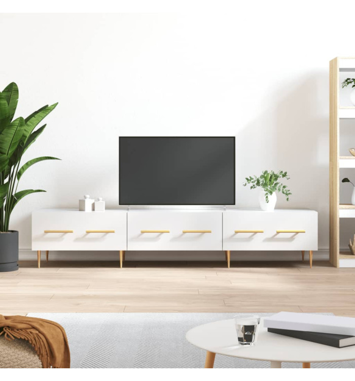 Meuble TV blanc brillant 150x36x30 cm bois d'ingénierie | Mobilier & Déco