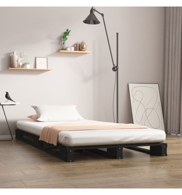 Lit de palette sans matelas noir bois massif | Mobilier & Déco