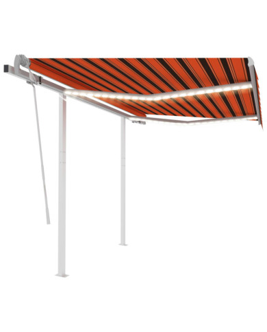Auvent manuel rétractable avec LED 3x2,5 m Orange et marron | Mobilier & Déco