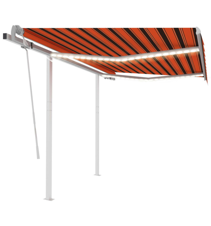Auvent manuel rétractable avec LED 3x2,5 m Orange et marron | Mobilier & Déco