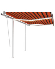 Auvent manuel rétractable avec LED 3x2,5 m Orange et marron | Mobilier & Déco