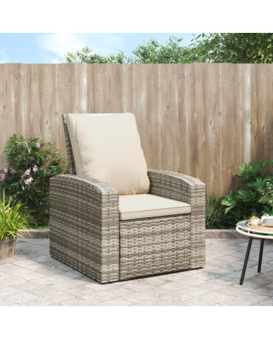 Fauteuil inclinable de jardin avec coussins marron clair rotin | Mobilier & Déco