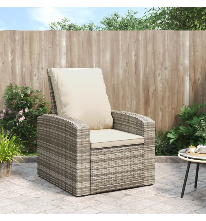 Fauteuil inclinable de jardin avec coussins marron clair rotin | Mobilier & Déco