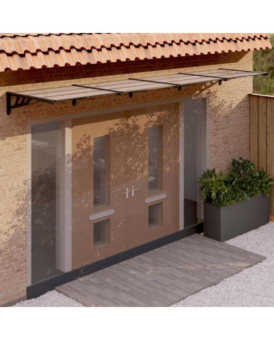 Auvent de porte Noir 396x90 cm Polycarbonate | Mobilier & Déco