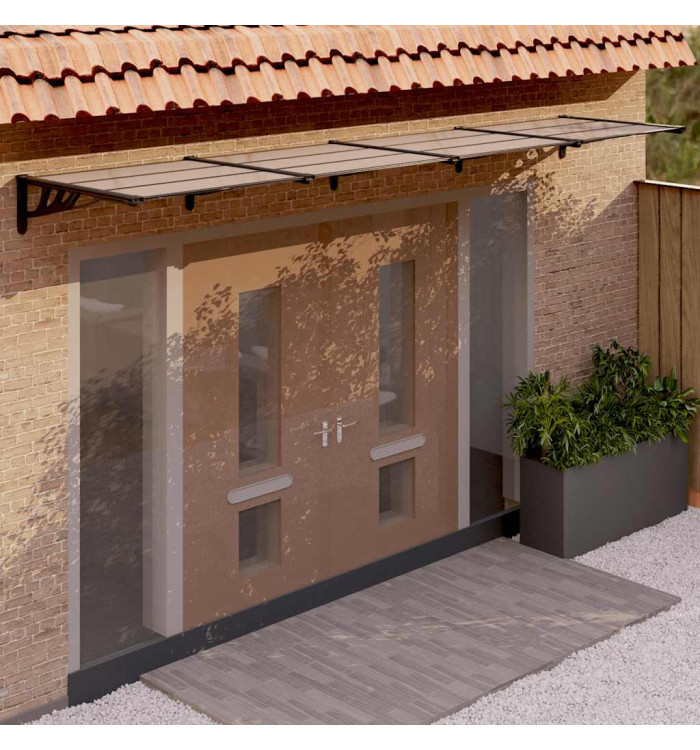 Auvent de porte Noir 396x90 cm Polycarbonate | Mobilier & Déco
