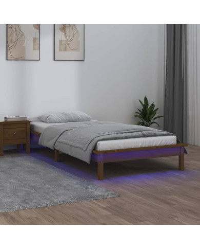 Cadre de lit à LED sans matelas 90x190 cm bois massif | Mobilier & Déco