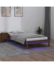 Cadre de lit à LED sans matelas 90x190 cm bois massif | Mobilier & Déco
