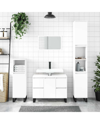 Armoire de salle de bain blanc 80x33x60 cm bois d'ingénierie | Mobilier & Déco