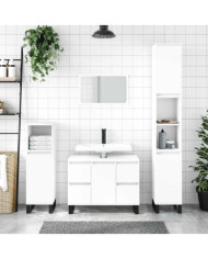 Armoire de salle de bain blanc 80x33x60 cm bois d'ingénierie | Mobilier & Déco